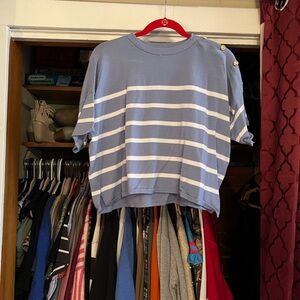 Chic Blue Striped Kids Sweater with Button Accents